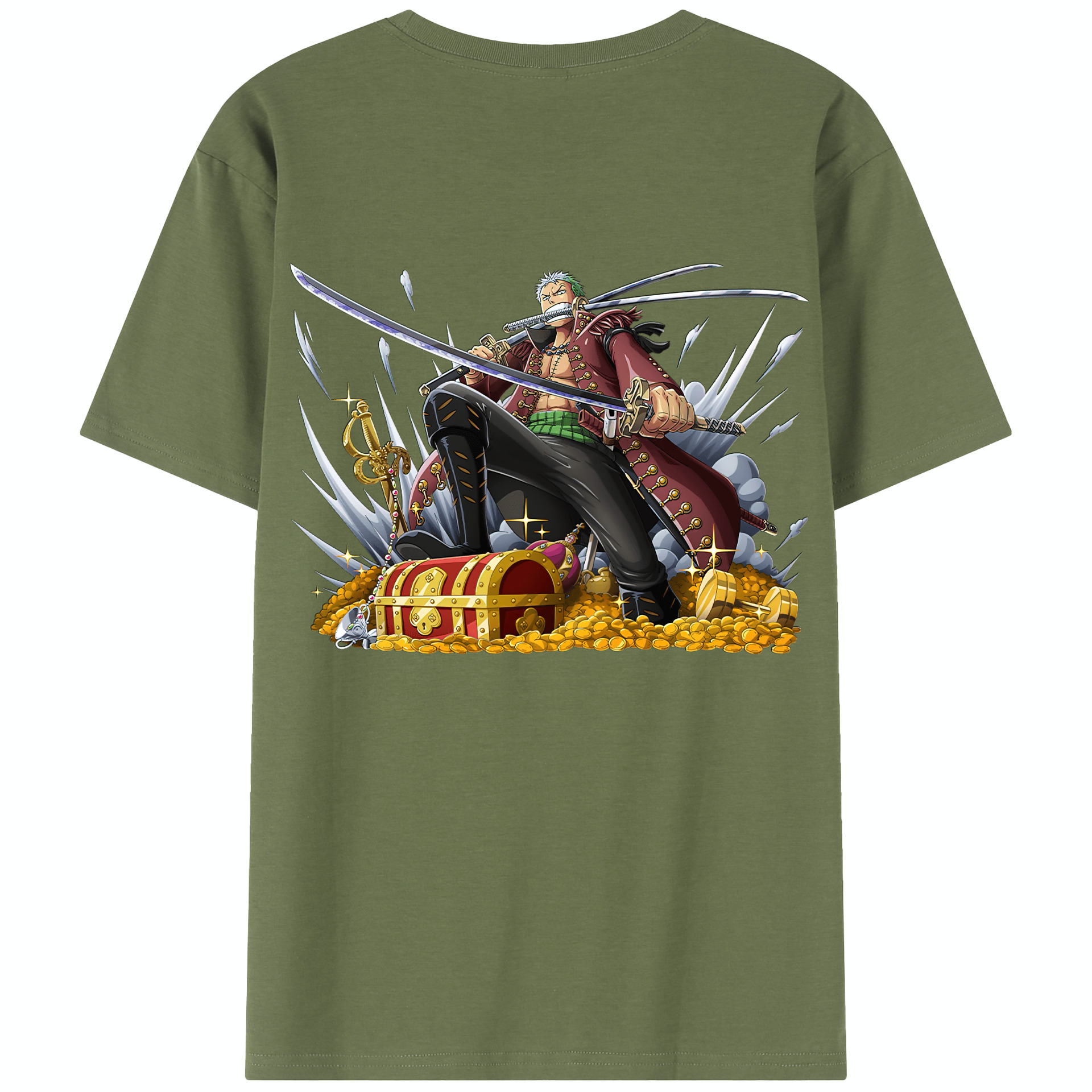ワンピース ロロノア・ゾロ ONE PIECE Roronoa Zoro 綿100％半袖Tシャツ（背面プリント）